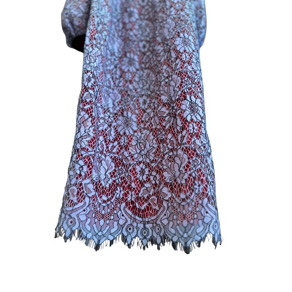 ASOS extreme sleeve Bardot pencil lace midi dress with contrast trims - Picture 9 of 9